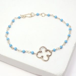 Turquoise Clover Bracelet in Gold